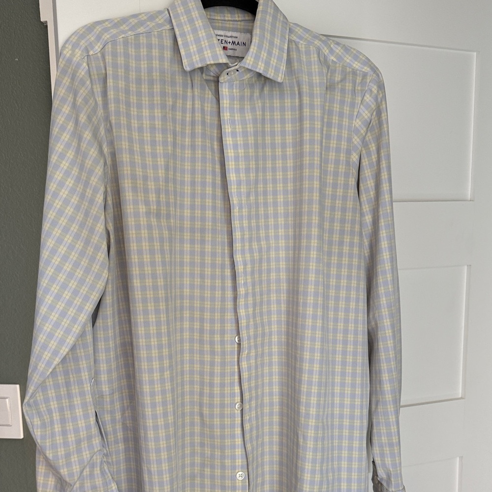 Mizzen+Main Light Yellow and Blue Checkered Shirt